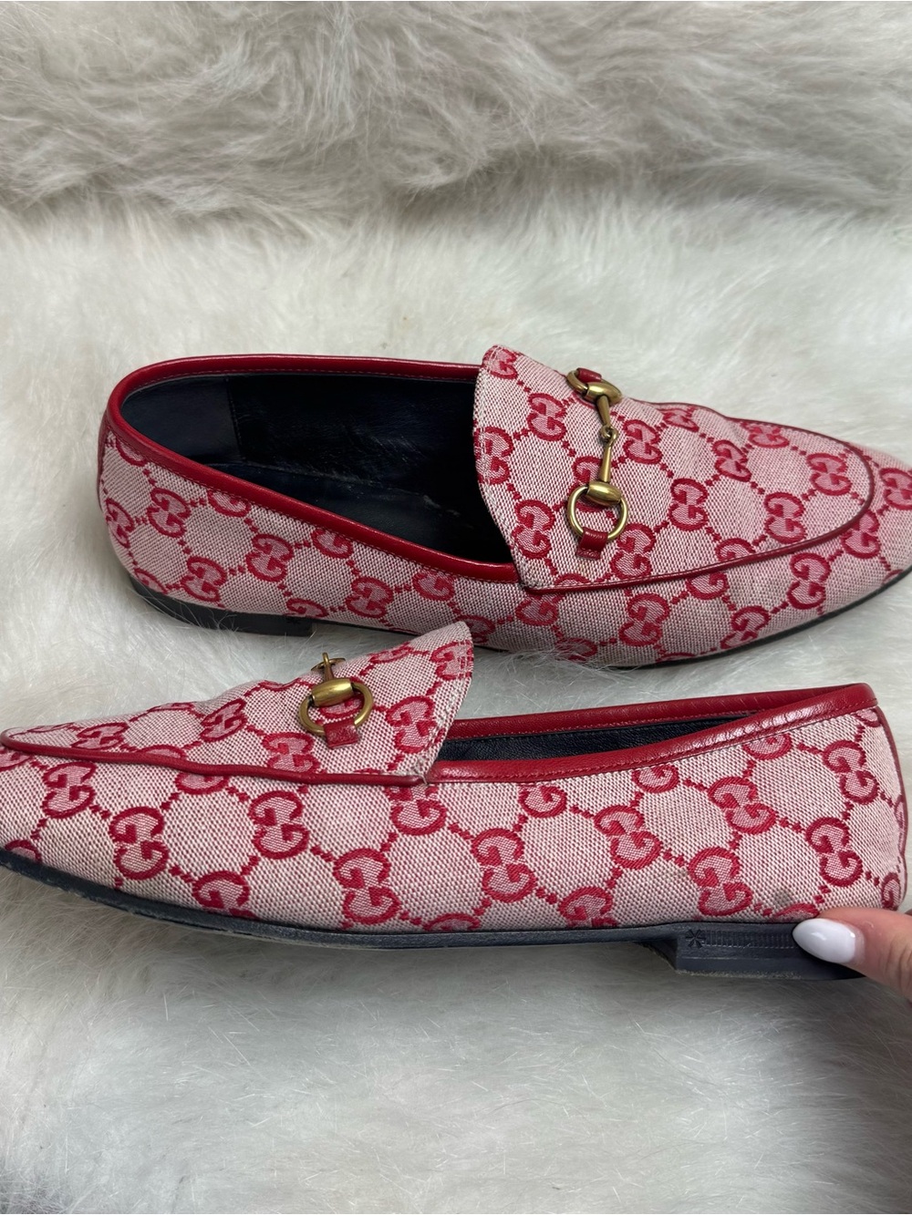 Gucci Jordaan Horsebit GG Canvas Loafers - Picture 9 of 12